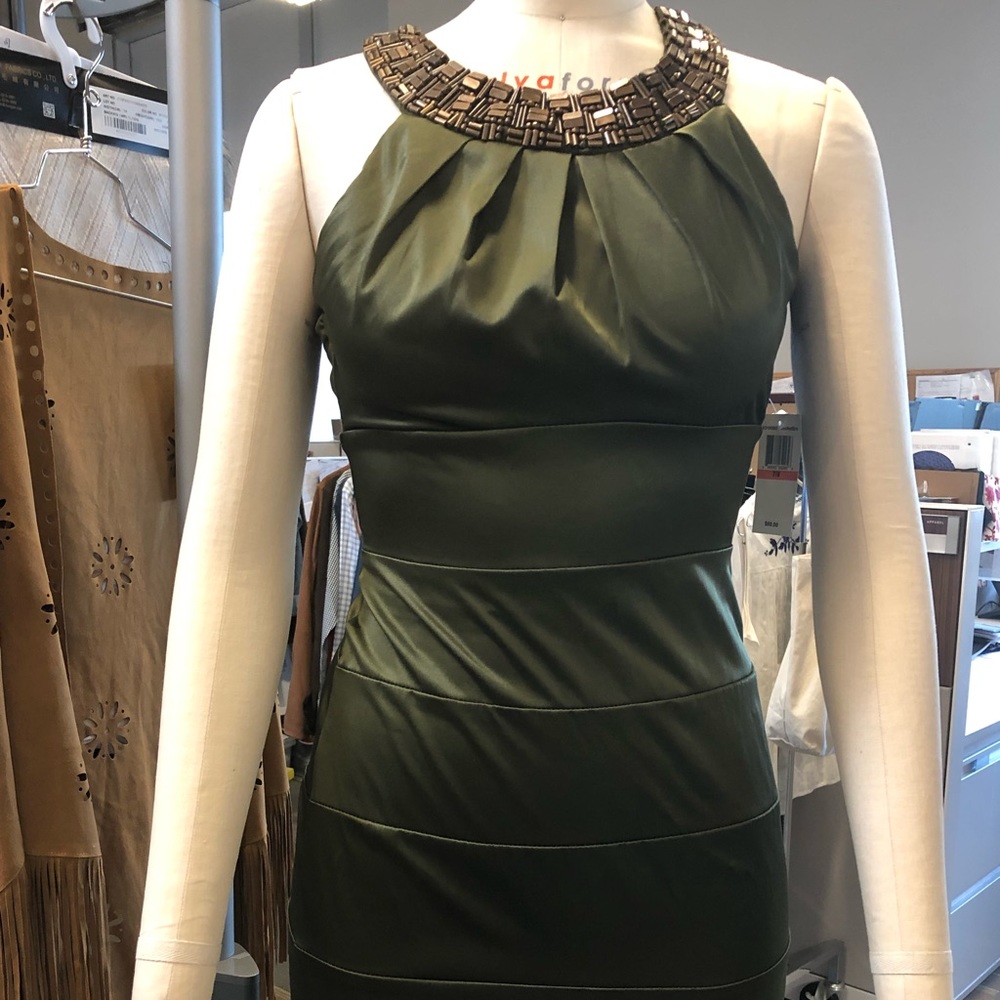 Beautiful green halter dress in satin.